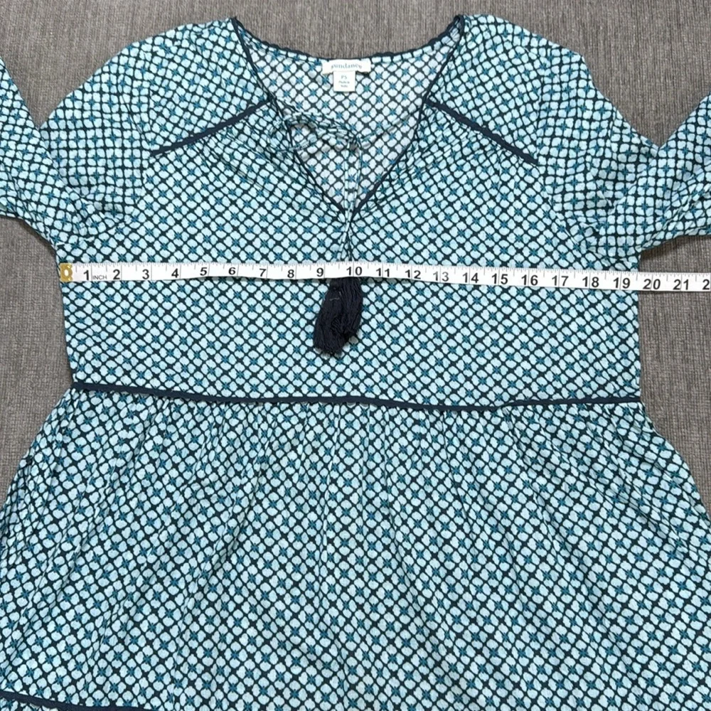 Sundance Womens Blue Cotton Boho Dress Pockets Tassel Neckline Size PS Spring‎
